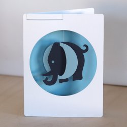 Elefant i kort, bl ass.  