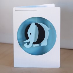 Elefant i kort, bl ass.  