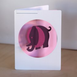 Elefant i kort, pink ass.  