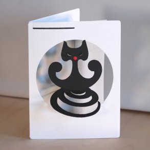 Spiral Cat in Card, black