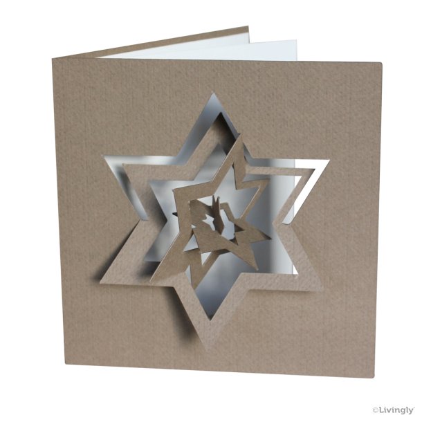 Stjerne kort, Bauhaus stil - lys brun  