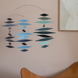 Honeycomb mobile, grey-green-blue