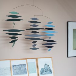 Honeycomb mobile, grey-green-blue