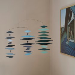 Honeycomb mobile, grey-green-blue