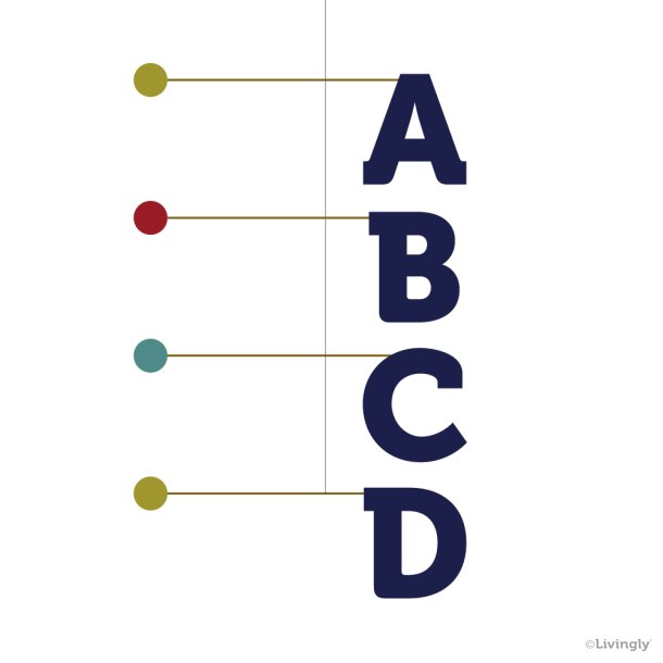 Letter Mobile, 4 letters, blue