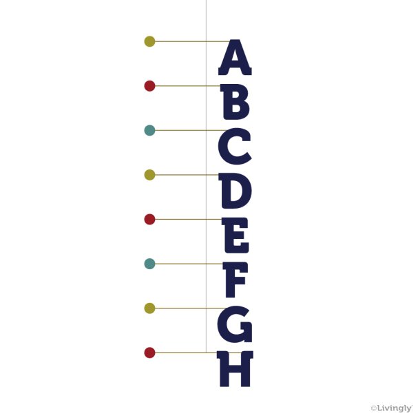 Letter Mobile, 8 letters, blue