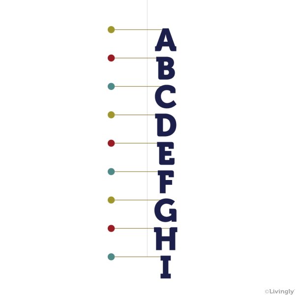 Letter Mobile, 9 letters, blue