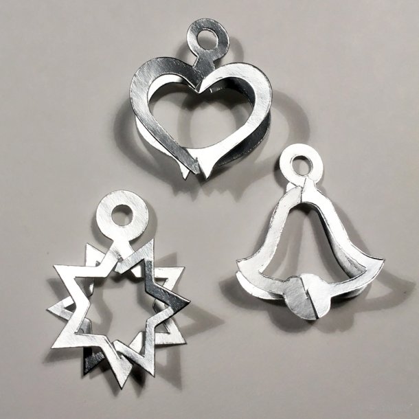 DIY mini ornaments, 6 pcs, silver