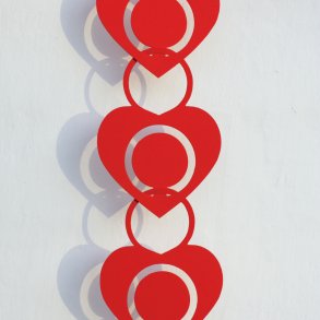 DIY paper chain, 12 hearts, red