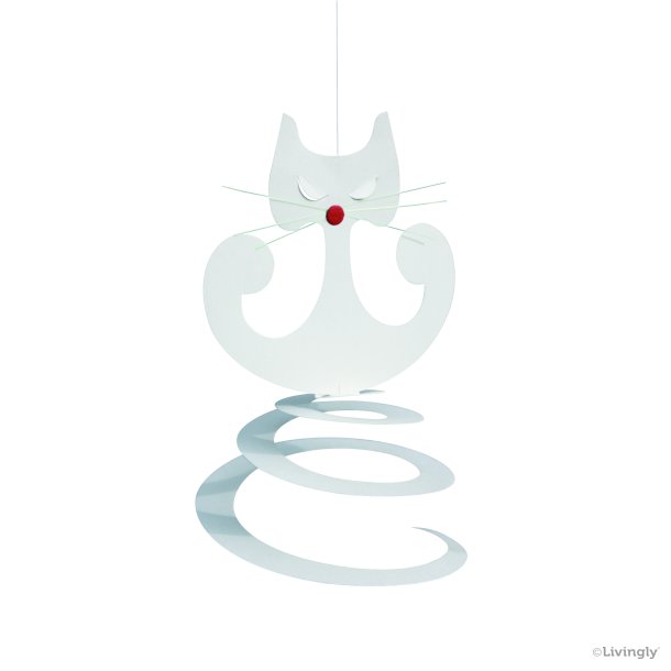 Spiral kat, hvid 11 cm, hvid  