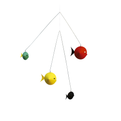 Fiskemobile, sort-rd-gul-grn  