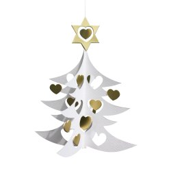 Christmas Tree dbl, 18 cm, white/gold