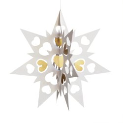 Dobbelt stjerne 18 cm, Hvid/guld