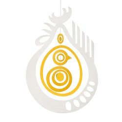 Spindelhne, hvid-gul  