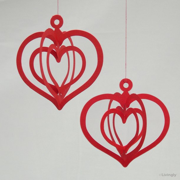 Tripple Heart, 2 pcs, red