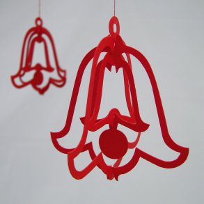 Bells, 2 pcs in loop, red
