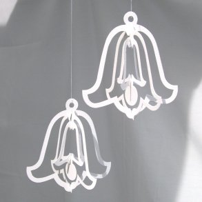 Bells, 2 pcs in loop, white