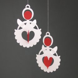 Engle, 2 stk, hvid-rd  