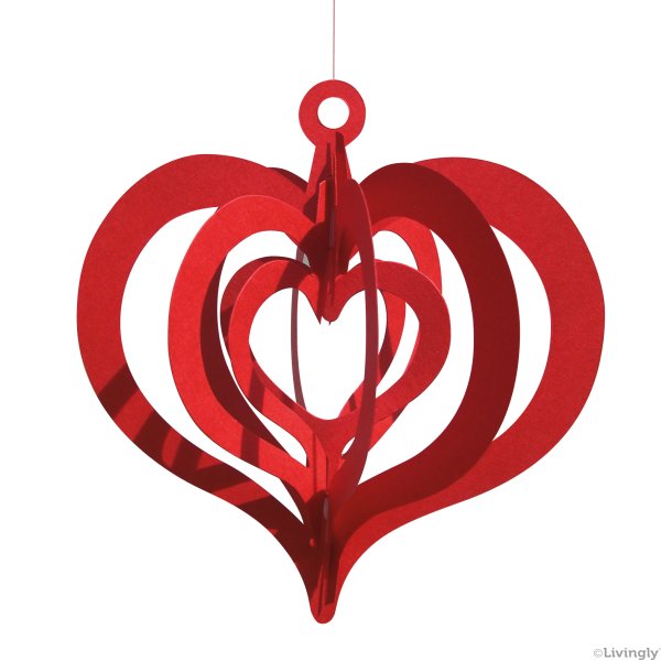 Fold-out Heart, 2 pcs, red