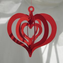 Folde-ud hjerte, 2 stk, rd  