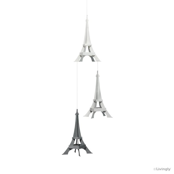 Paris Monuments Mobile, 3 Towers, grey/white