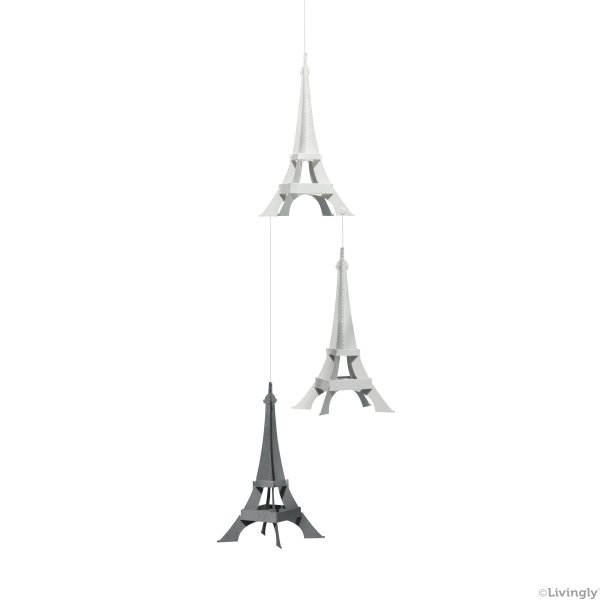 Paris Monuments, 3 tårne, grå/hvid  