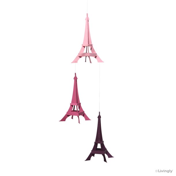 Paris Monuments, 3 tårne, rosa/pink  