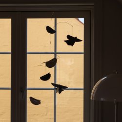 Fuglemobile, gr/slv/hvid  