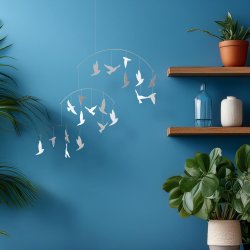 Bird Flocks Mobile white