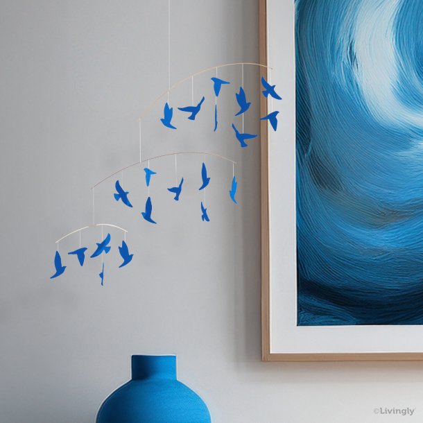 bird flocks mobile blue