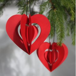 Clara hjerte, rd, 2 stk.  