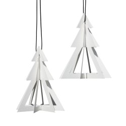 Geometrisk juletr 2 stk. hvid  