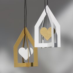 House of Spinning heart, 2 stk hvid/guld  