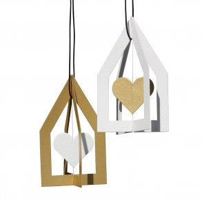 House of Spinning heart, 2 pcs, white/gold  