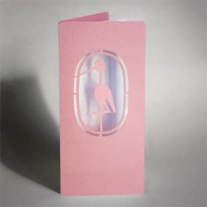 Stork Card, Silhouette, Pink