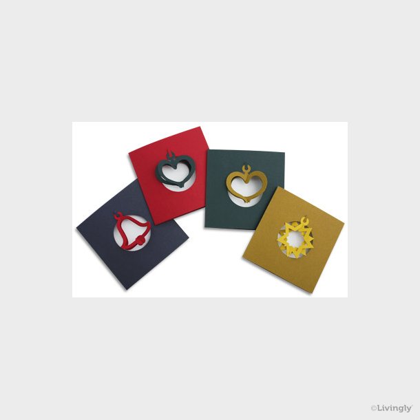 Season's Card, dark green, mixed ornaments