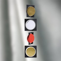 Circle Frame 4, sort-rd-hvid-guld