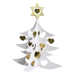 Christmas Tree dbl, 18 cm, white/gold