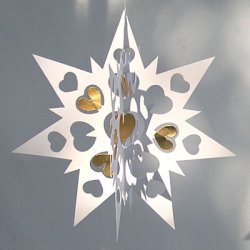 Dobbelt stjerne 18 cm, Hvid/guld