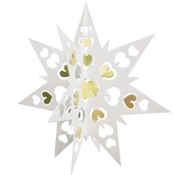 Dobbelt stjerne 26 cm, Hvid/guld