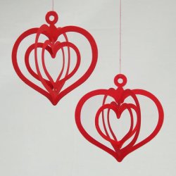 Tredobbelt hjerte, 2 stk i lkke, Rd 