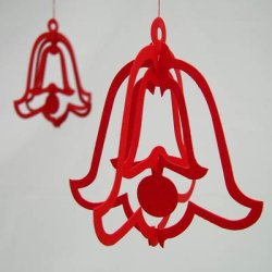 Bells, 2 pcs in loop, red