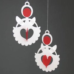 Engle, 2 stk, hvid-rd  