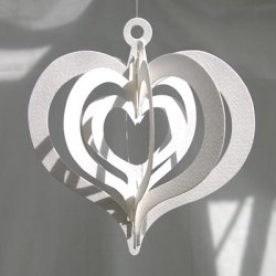 Folde-ud hjerte, 2 stk, hvid  