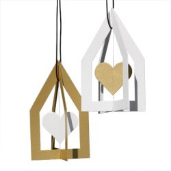 House of Spinning heart, 2 stk hvid/guld  