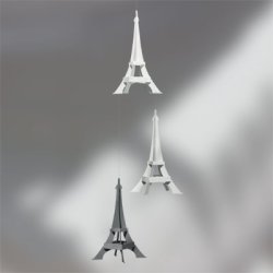 Paris Monuments, 3 trne, gr/hvid  