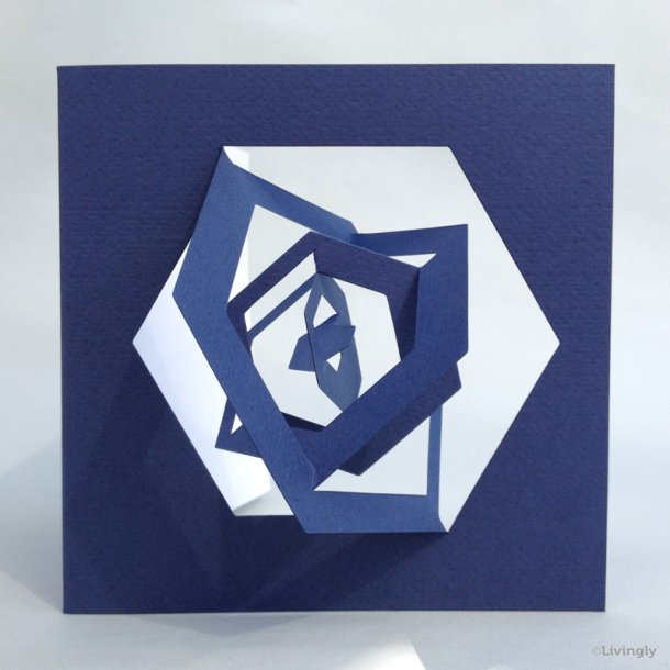 Hexagon card, Bauhaus style, blue