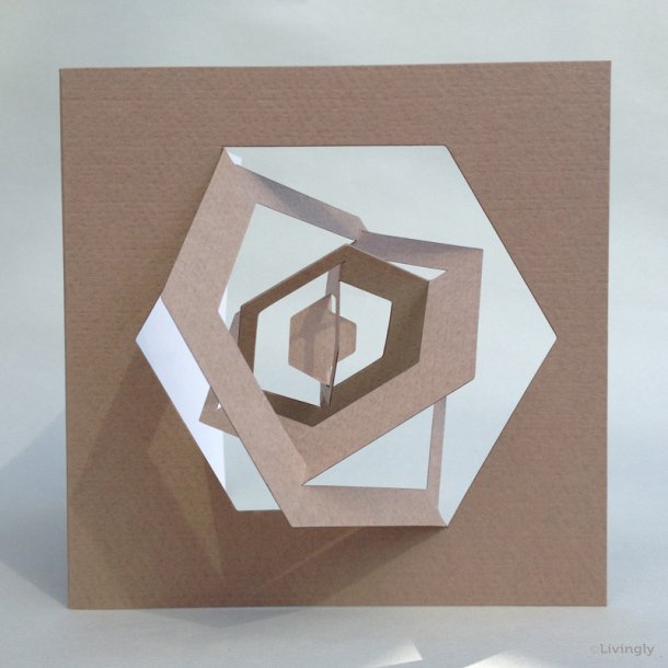 Sekskant kort, Bauhaus stil - Lys brun  