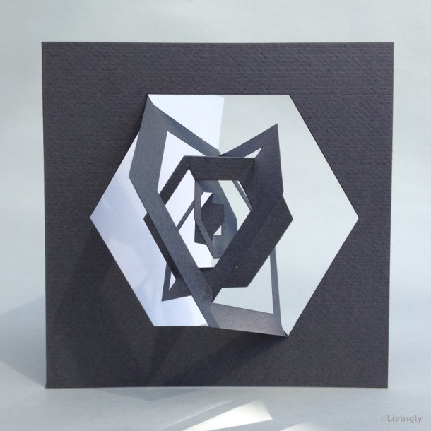 Hexagon card, Bauhaus style, grey
