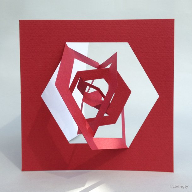 Sekskant kort, Bauhaus stil - Rød  